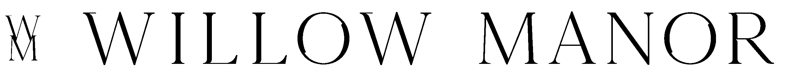Text logo reading WILLOW MANOR with a stylized WM monogram on the left in thin, elegant font.