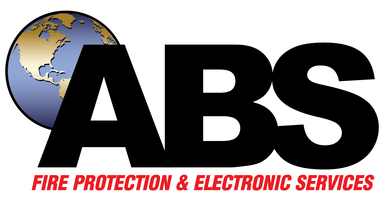 ABS logo with a globe, black letters, and red text: Fire Protection & Electronic Services below.