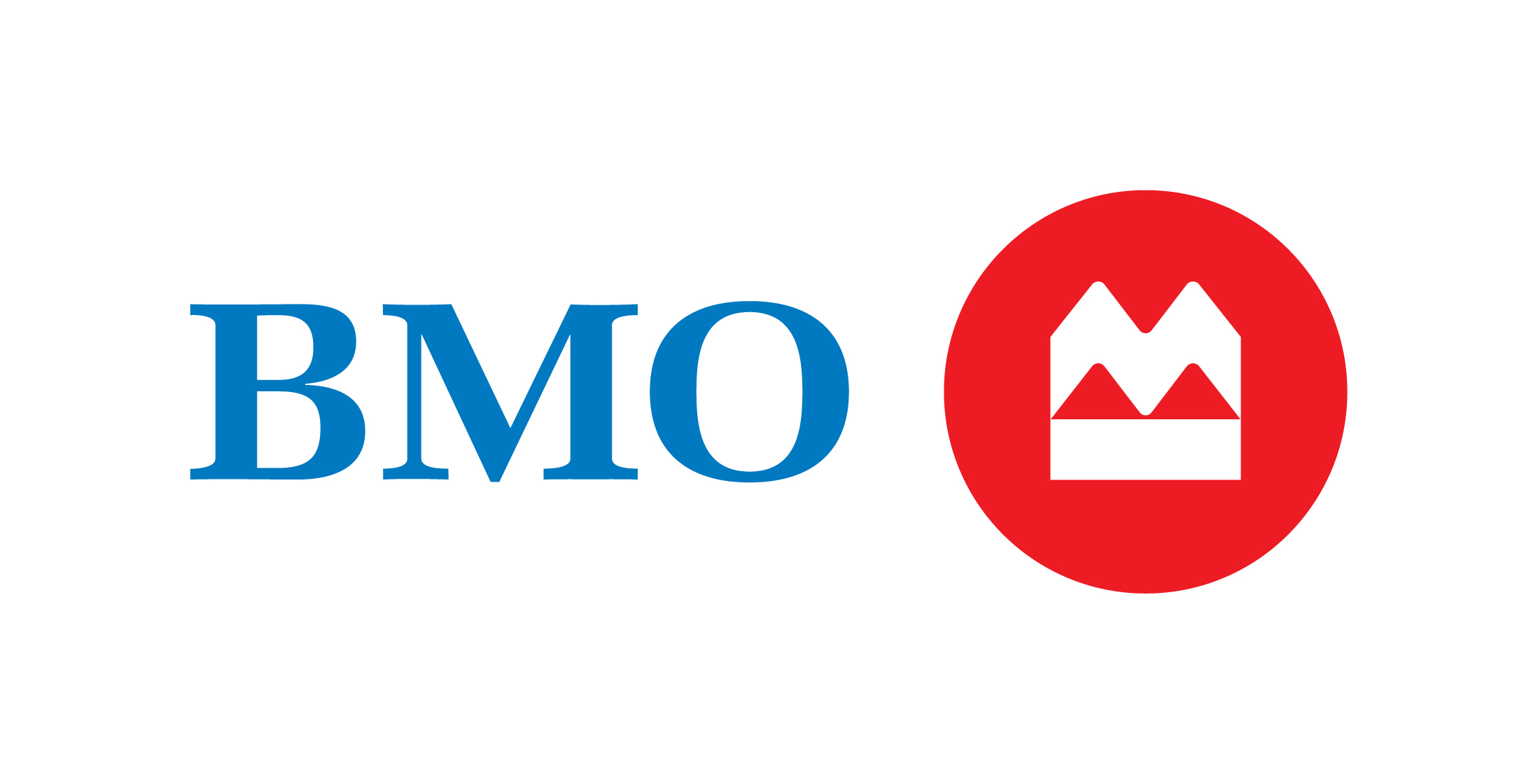 BMO logo with blue letters and a red circle featuring a white stylized crown inside.